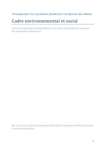 Cadre environnemental et social climat