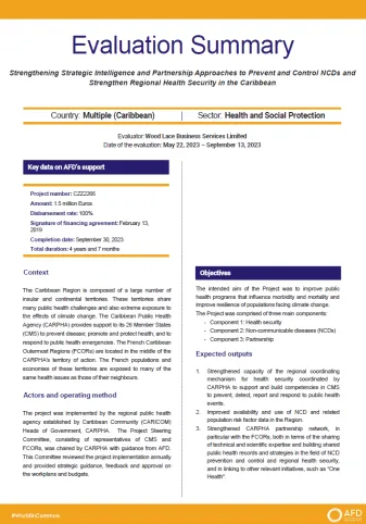 Evaluation of the project Strengthening Strategic Intelligence and Partnership Approaches to Prevent and Control NCDs and Strengthen Regional Health Security in the Caribbean